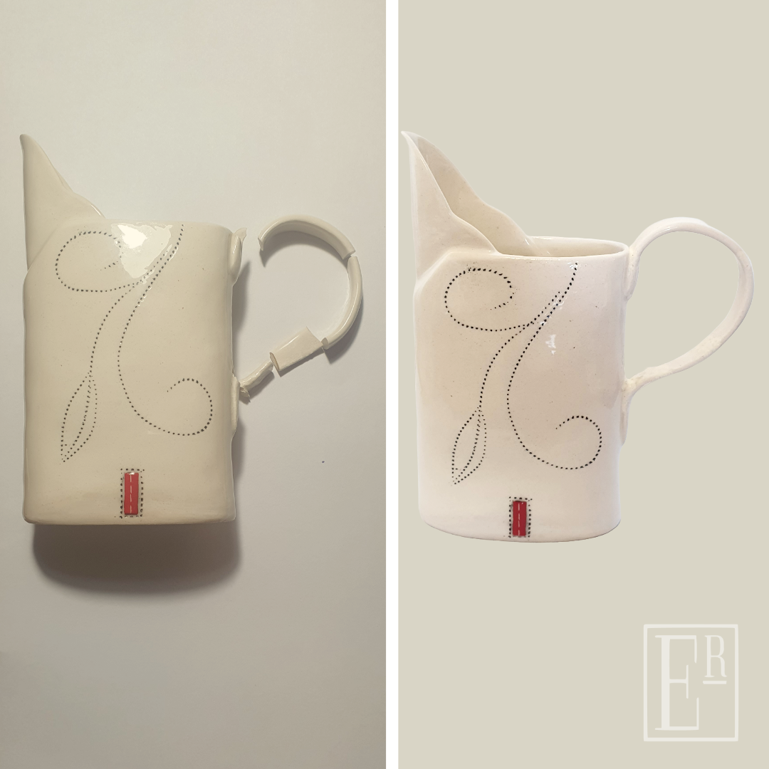 Cream jug before and after