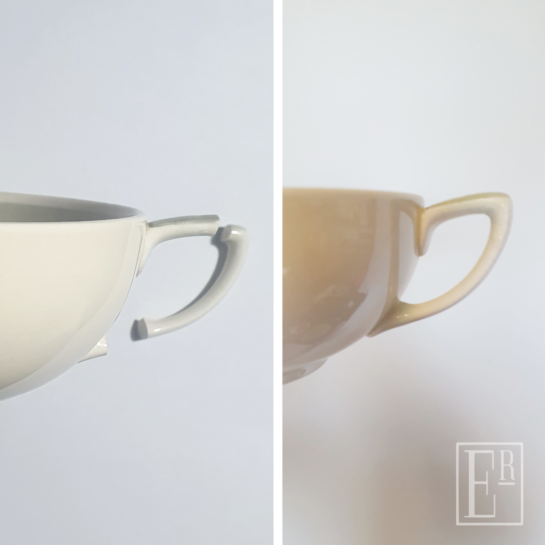 Consommé bowl before and after